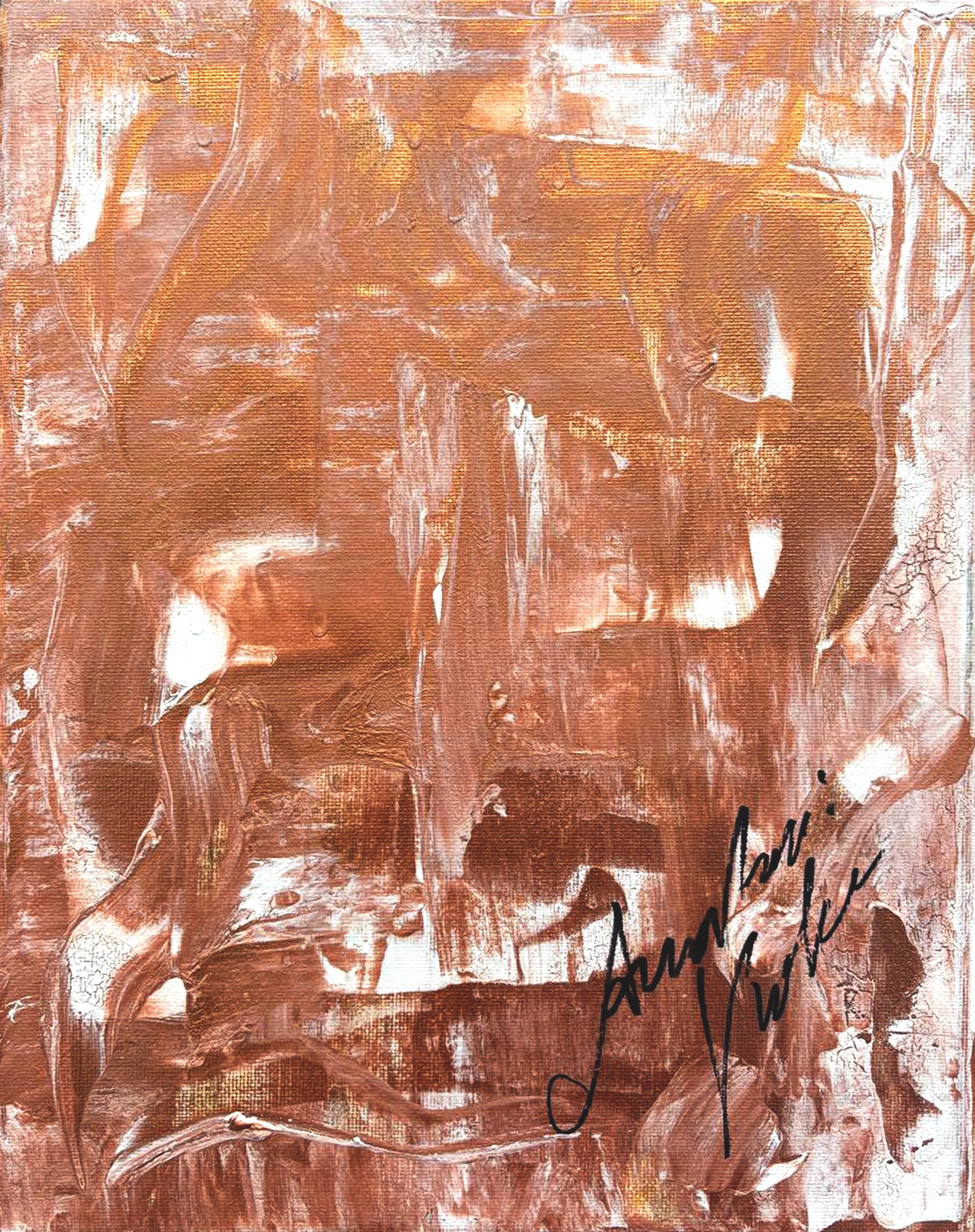 オリジナル絵画の抽象的な茶色とブロンズの絵画日焼けスタイル