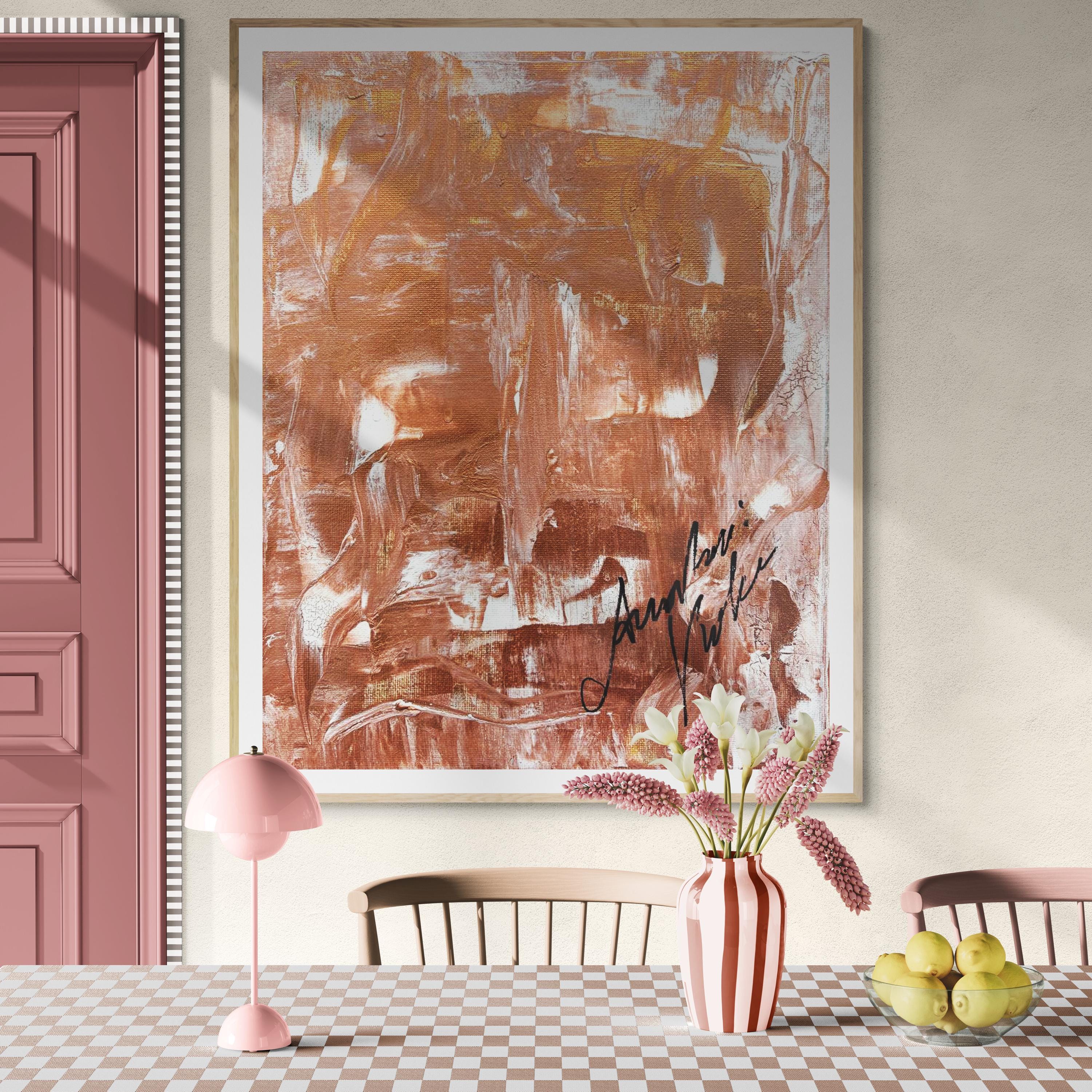 オリジナル絵画の抽象的な茶色とブロンズの絵画日焼けスタイル