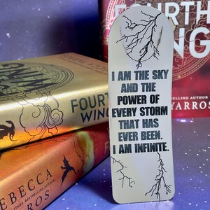 I Am Infinite Fourth Wing Inspired Tassel Free Bookmark- Silver Background
