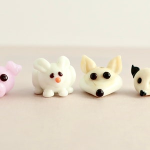 Lampwork Glass Animals, Bunny Bead, Pig Bead, Fox Bead, Opossum Bead, Cute Glass Animal Bead, Jewelry Design, Fabric and Knotting Arts