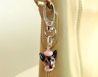 Dog Accessory Clip, Stocking Stuffer. Christmas Stocking Dog Clip On Charm, Pit Bull Clip On, Purse and Phone Clip, Brown Dog Purse Charm