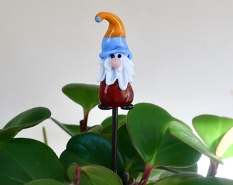 Yellow and Blue Gnome Houseplant Stake, Ukrainian Solidarity Indoor Plant Decor, Summer Gnome, Swedish Colors Garden Gnome, Ukrainian Colors