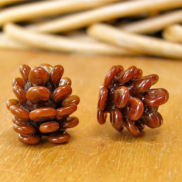 Pine Cone Beads - Lampwork Glass Art Beads