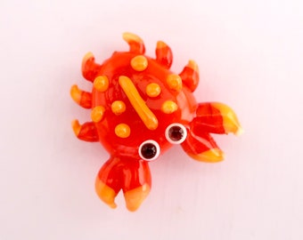 Crab Bead, Lampwork Glass Crab, Red and Orange Crab, Zodiac Cancer Crab Bead, Astrological Crab Pendant, Crab Figurine, Zodiac Sign Cancer