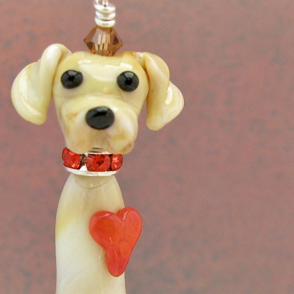 Labrador Retriever Dog Lover Pendant - Lampwork Glass Bead