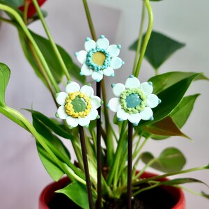 Floral House Plant Stake, Mother Gift, Flower Plant Stake, Glass Flower Stake, Plant Poker, Friend Gift, Plant Lover Gift, Terrarium Flower