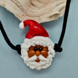 Santa Claus Of Color Necklace, Black Santa Necklace, Whimsical Santa, Santa Lover Jewelry, Santa Lover Gift, Ethnic Santa, Christmas Santa