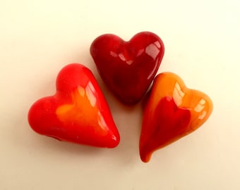 Heart Lampwork Bead Trio  - Lampwork Bead Art SRA