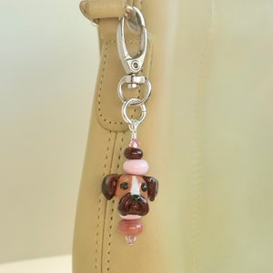 Puppy Dog Accessory Clip, Dog Key Fob, Pit Bull Clip On, Purse Clip-On Decor, Glass Puppy Phone Clip, Brown Dog Purse Charm, Pit Bull Mom