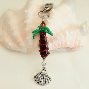 Coconut Tree Accessory Clip, Stocking Stuffer. Christmas Stocking Clip On Charm, Palm Tree Clip On, Purse and Phone Clip, Dangle Purse Charm