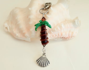 Coconut Tree Accessory Clip, Stocking Stuffer. Christmas Stocking Clip On Charm, Palm Tree Clip On, Purse and Phone Clip, Dangle Purse Charm