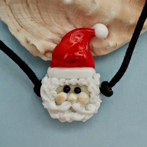 Santa Claus Necklace, Christmas Necklace, Cute Santa Gift, Artisan Lampwork Christmas Santa, Christmas Jewelry, Santa Jewelry, Santa Lover