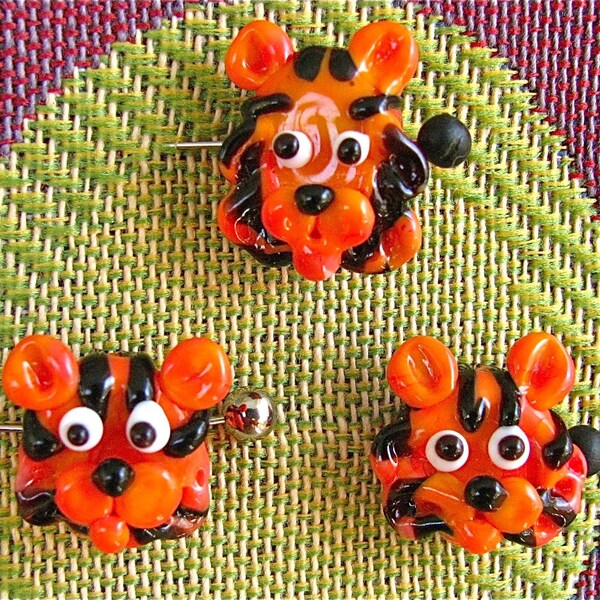 Three Tiger Lampwork Beads