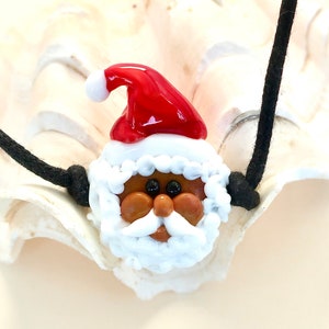 Black Santa Necklace, Santa Claus Of Color Necklace, Whimsical Santa, Santa Lover Jewelry, Santa Lover Gift, Ethnic Santa, Christmas Santa