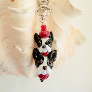 Puppy Dog Accessory Clip, Dog Key Fob, Pit Bull Clip On, Purse Clip-On Decor, Glass Puppy Phone Clip, Brown Dog Purse Charm, Pit Bull Mom