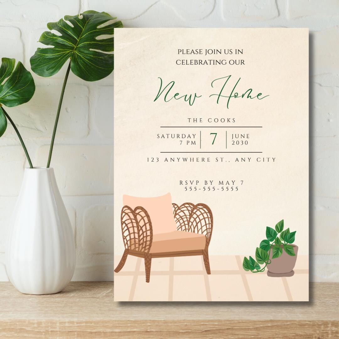 Minimalist Housewarming Invitation: Editable Canva Template (digital ...