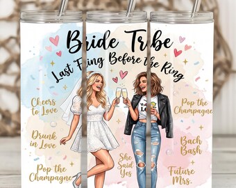 Bachelorette "Bride Tribe" "Bride to Be" "Future Mrs" Tumbler Wrap PNG Digital Download Design. Seamless 20oz Sublimation PNG