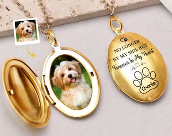 Personalized Memorial Photo Locket Necklace: Pet Loss Sympathy Gift