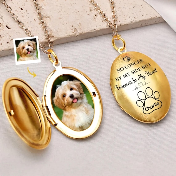 Personalized Memorial Photo Locket Necklace: Pet Loss Sympathy