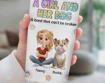 Personalized Dog Mom Tumbler: Custom Pet Portrait, 3D Effect Travel Mug
