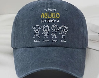 Gorra de mezclilla vintage personalizada para abuelo: nombres de nietos bordados