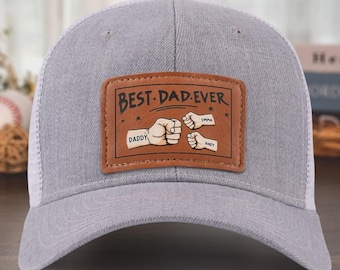 Personalized Leather Patch Hat – Custom Kid Names, Father's Day Gift