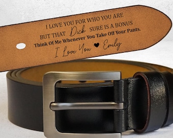 Personalized Engraved Leather Belt, Custom Message Anniversary Gift