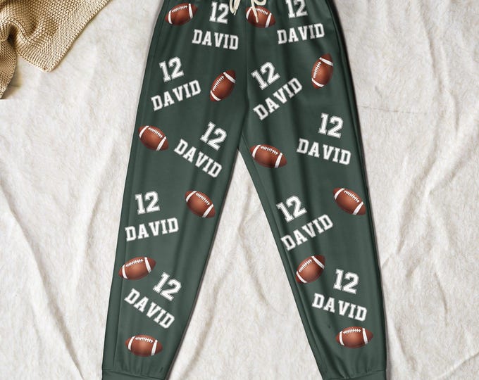 Personalized Football Sweatpants: Custom Name & Number, Team Fan Gift