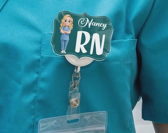 Personalized Glitter Nurse Badge Buddy: Custom Acrylic ID Tag