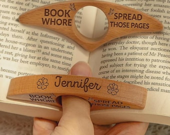 Personalized Wooden Book Page Holder – Funny Reader Gift