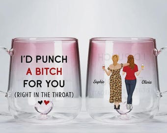 Funny Bestie Mug: Personalized Pink Glass, BFF Gift