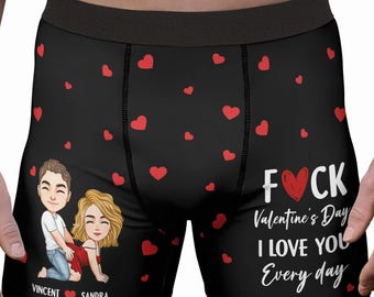 Personalisierte Cartoon Paar Boxer Briefs, lustiges Geschenk zum Valentinstag