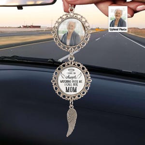 Adorno para coche con foto personalizada: dije de ángel conmemorativo