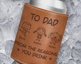 Personalized Leatherette Can Cooler - Funny Father's Day Gift for Dad