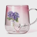 Personalized Floral Glass Mug: Pink Gradient Coffee & Tea Cup product logo