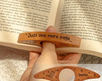 Personalized Wooden Page Holder: "Just One More Page" Reading Assistant