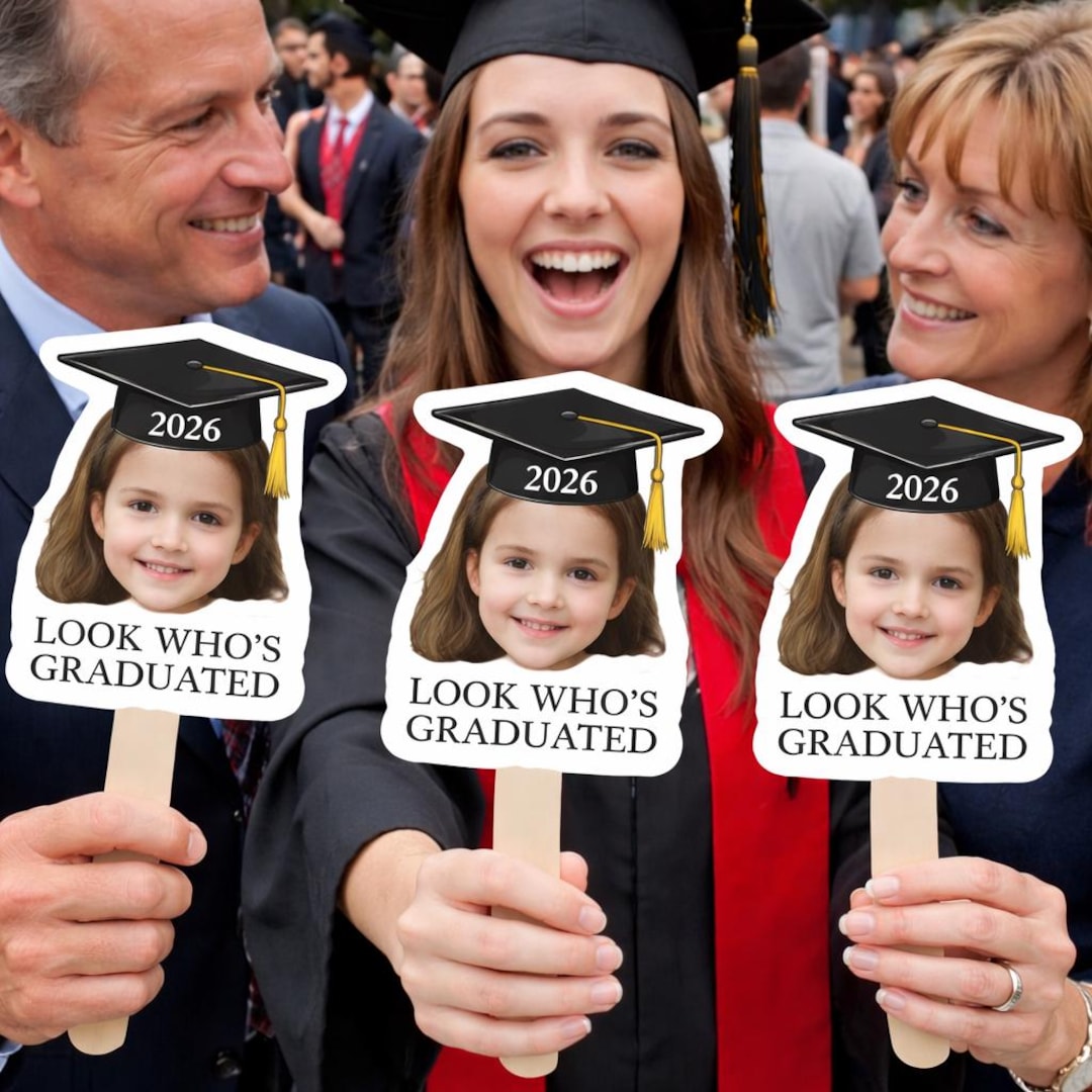 Personalized Graduation Photo Prop, Class of 2026 Custom Face Stick - Etsy