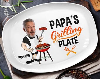 Plateau de grillades photo personnalisé - Cadeau barbecue amusant pour papa, grand-père