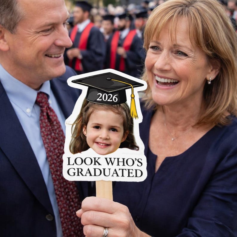 Personalized Graduation Photo Prop, Class of 2026 Custom Face Stick - Etsy