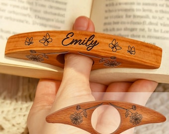 Personalized Wooden Book Page Holder: Custom Thumb Bookmark