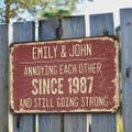 Personalized Anniversary Metal Sign: Funny Couple Gift, Custom Names & Date product logo