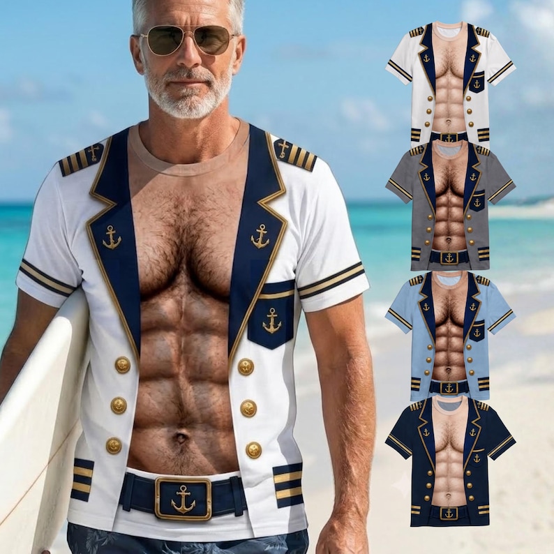 Custom Hairy Hawaiian Shirt: Funny Captain Cruise T-shirt for Men ...