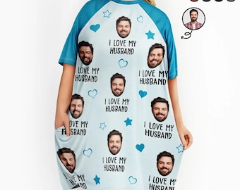 Custom Photo Sleep Tee, Funny 'I Love My Husband' Nightgown