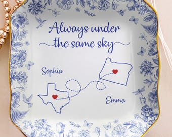 Personalized Jewelry Dish, Custom Map States, Long Distance Gift