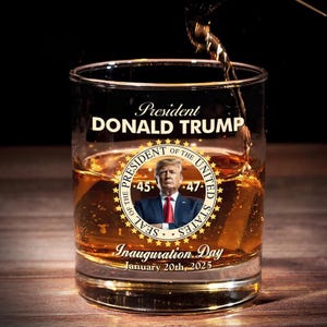 Trump 45th & 47th President Whiskey Glass - Conservative Gift