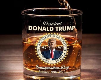 Trump 45th & 47th President Whiskey Glass - Conservative Gift