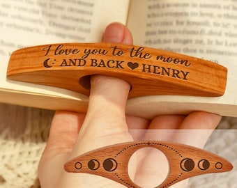 Personalized Wooden Thumb Book Page Holder: Gift for Readers