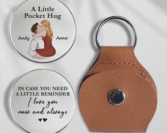 Personalized Pocket Hug Keychain: Custom Couple Gift, Stainless Steel
