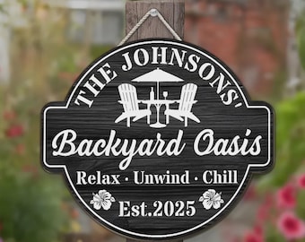 Personalized Family Name Wood Sign: Custom Backyard Decor