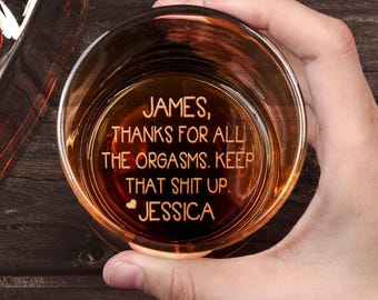 Gepersonaliseerde gegraveerd whiskyglas, grappig jubileumcadeau voor hem